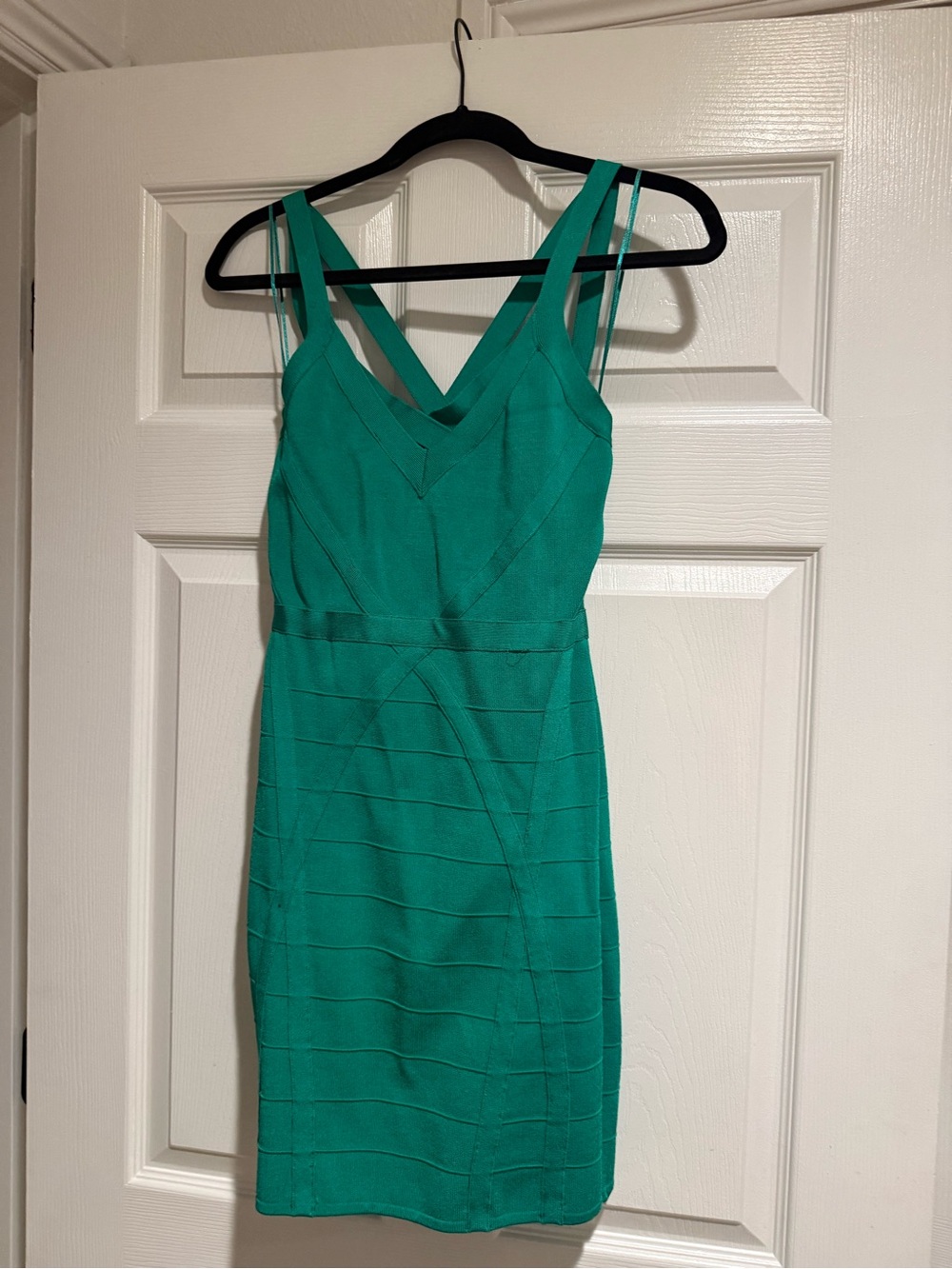 Guess Teal Green V‑Neck bandage bodycon Mini Dress
